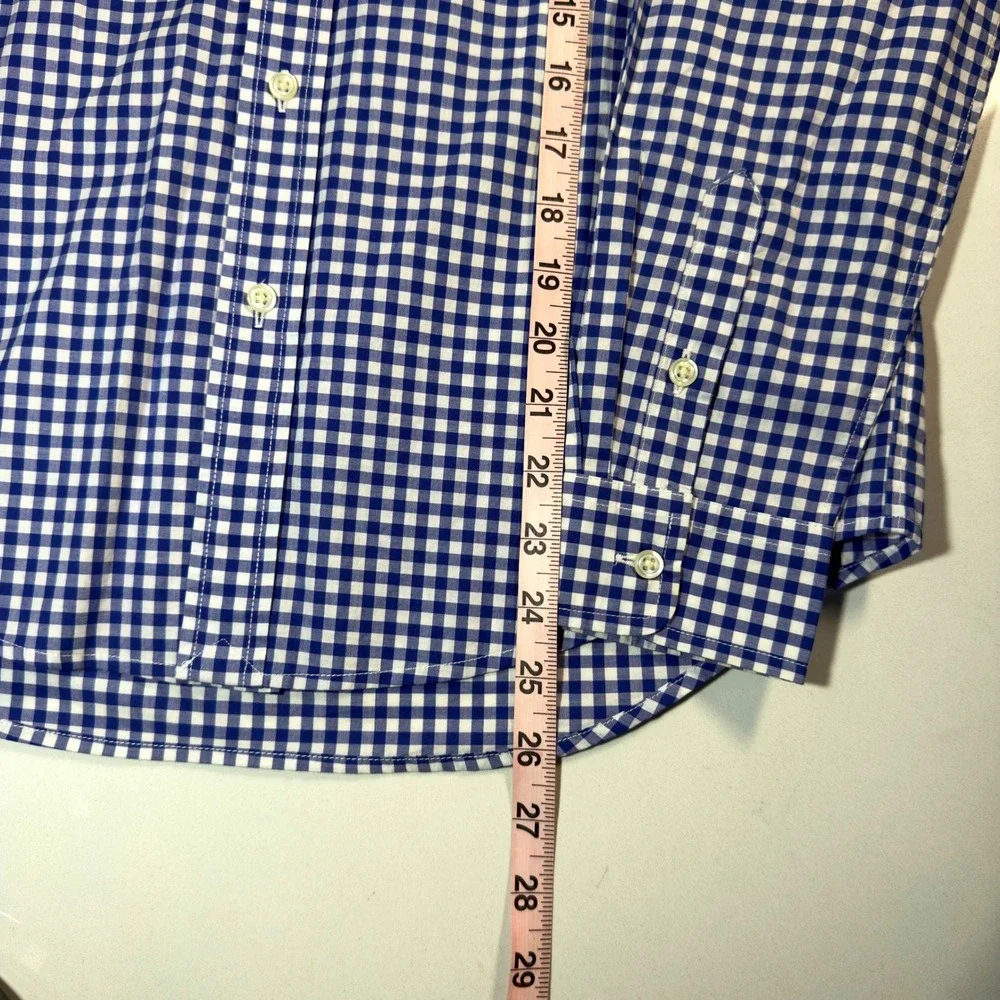 Ralph Lauren Button Down Shirt Boys L 14-16 Blue Gingham Excellent Long Sleeve